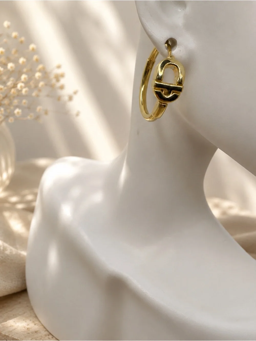 Elegant Gold Hoop Earrings vermeil 925